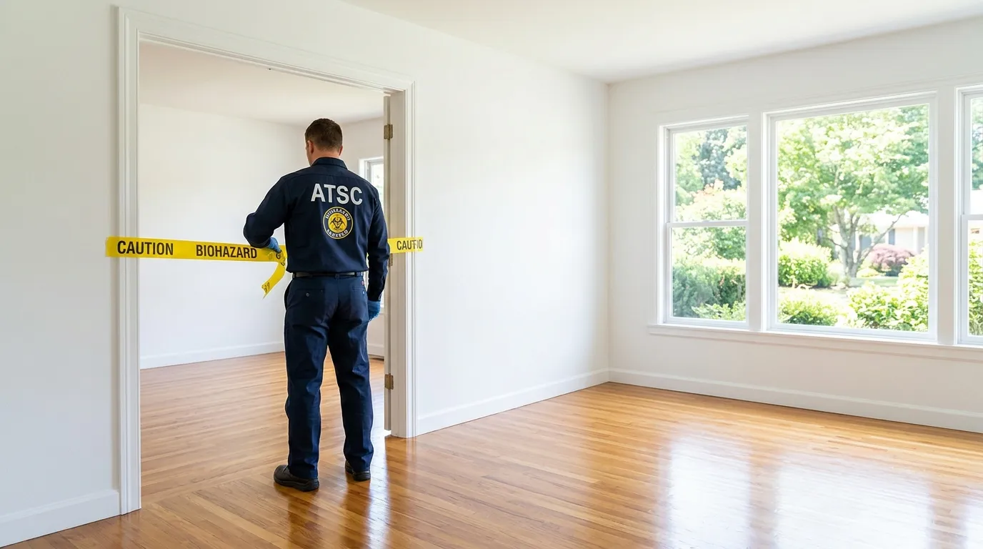 Certified biohazard cleanup crew performing Decomposition Cleanup in Fords